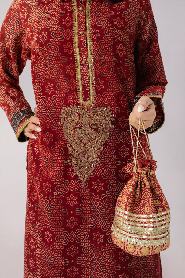 Ajrak Handcrafted Pouch