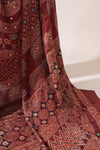 Ajrak Silk Saree with Hand Embroidery