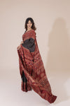 Ajrak Silk Saree with Hand Embroidery