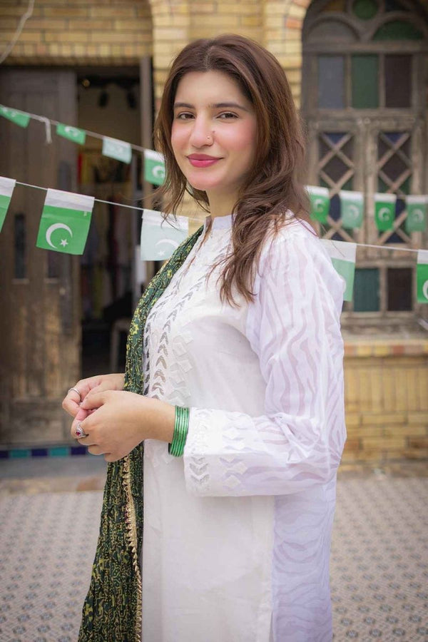 Applique White Kurta