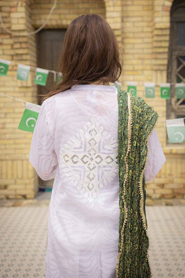 Applique White Kurta