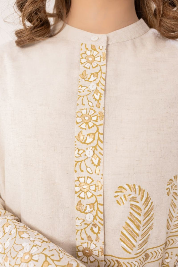 Beige Rhythm Block Print Dress