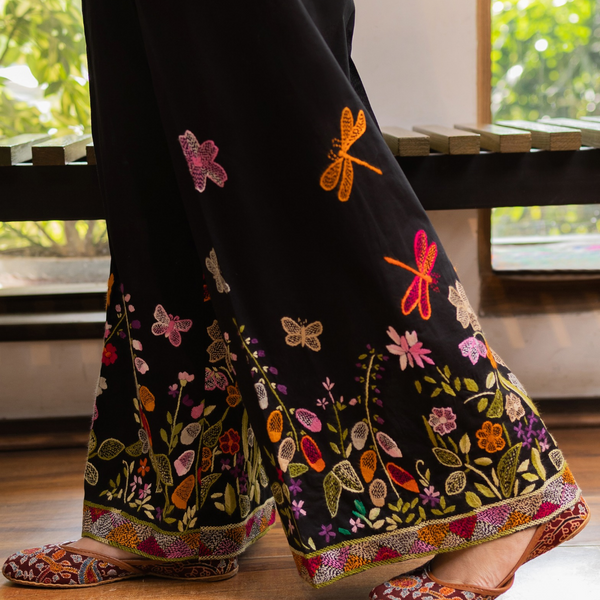Black Embroidered Pants