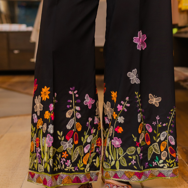 Black Embroidered Pants