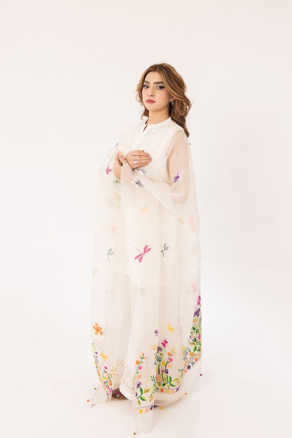Butterflies & Blooms Organza Dupatta
