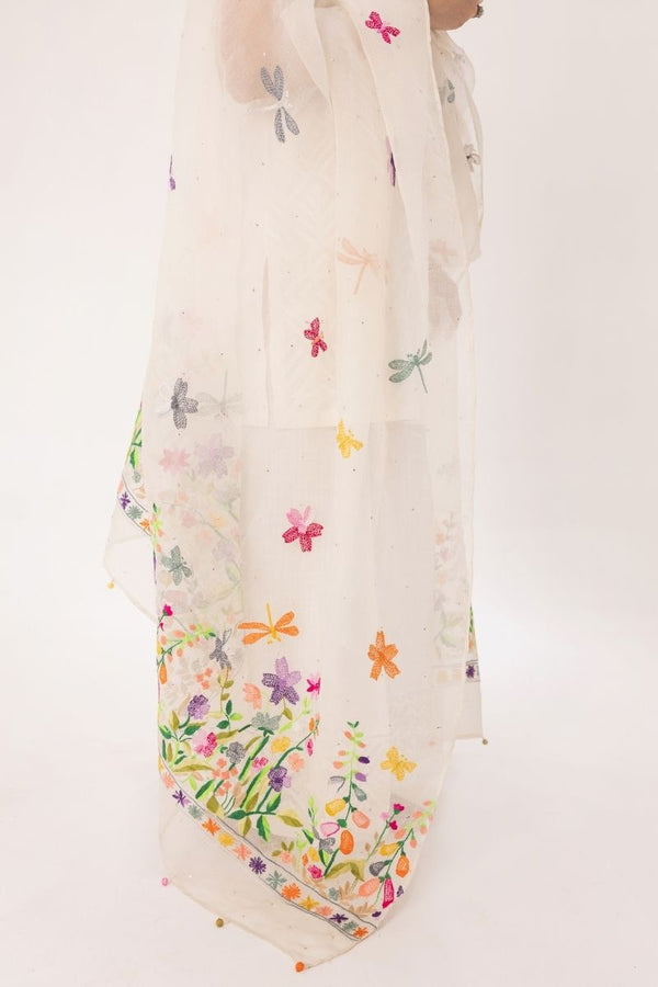 Butterflies & Blooms Organza Dupatta