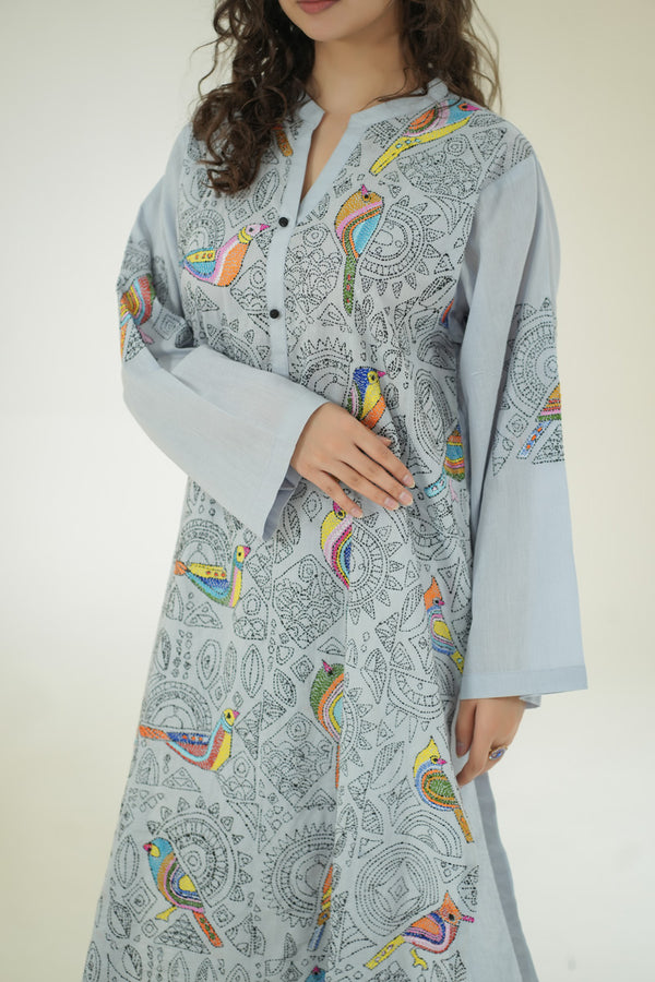 Cerulean Garden Kantha Kurta