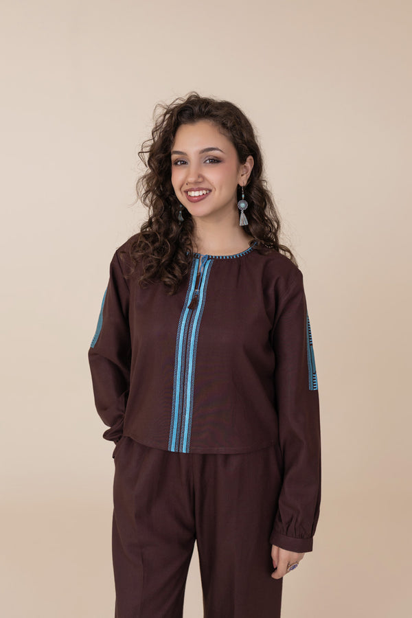 Cocoa Azure Silk Co-ord Set
