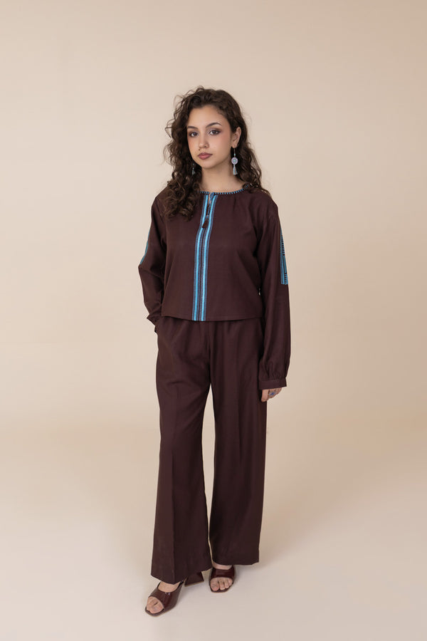 Cocoa Azure Silk Co-ord Set