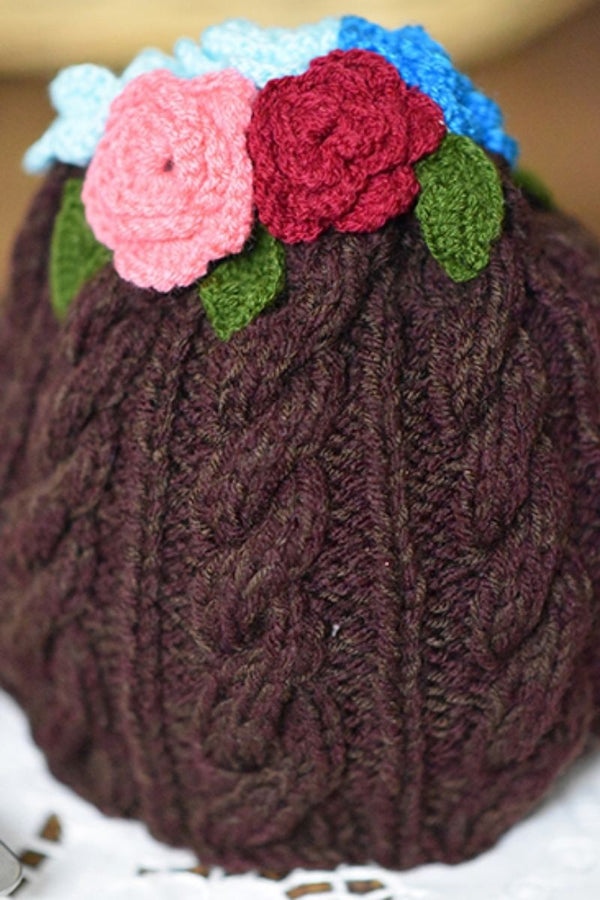 Flower Tea Cozy - Chocolate Brown