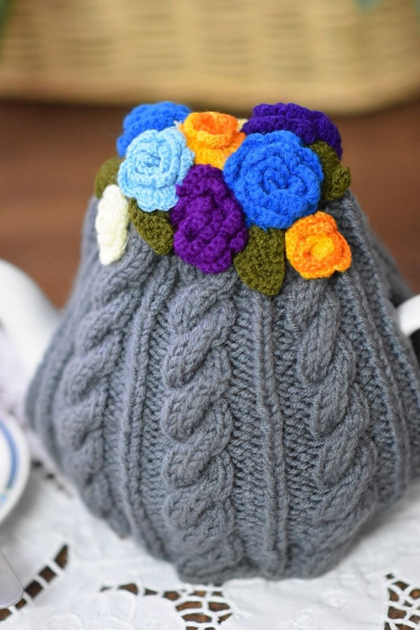 Flower Tea Cozy - Grey