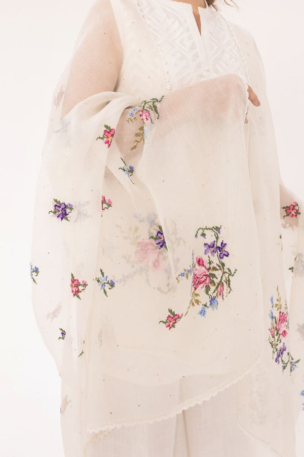 Handcrafted Floral Stitch Dupatta