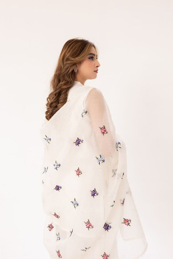 Handcrafted Floral Stitch Dupatta