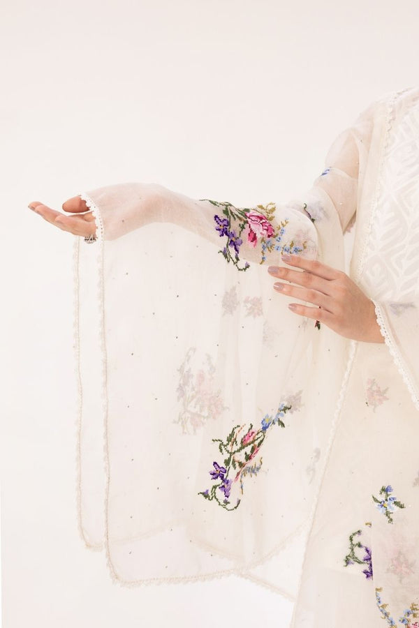 Handcrafted Floral Stitch Dupatta