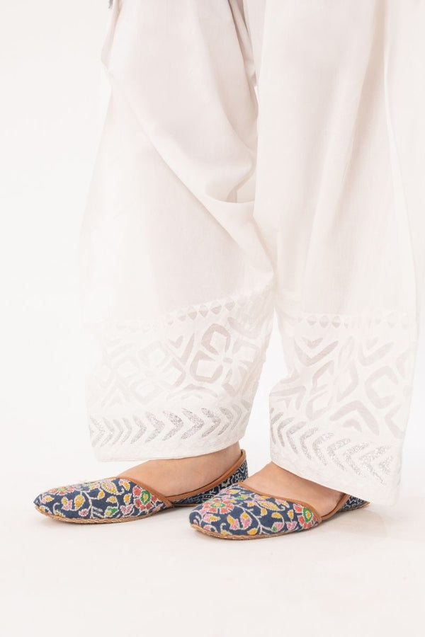 Handcrafted White Applique Shalwar