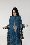 Indigo Ajrak Ari Embroidered Kurta