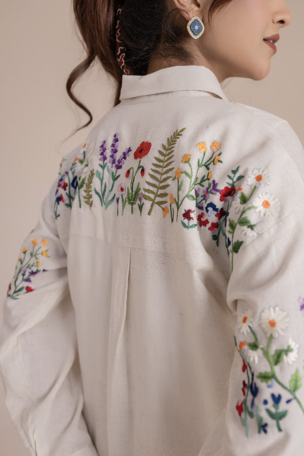Ivory Hand Embroidered Kurta