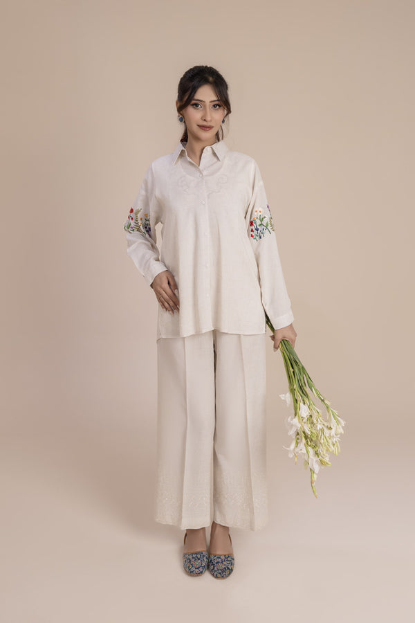 Ivory Hand Embroidered Kurta