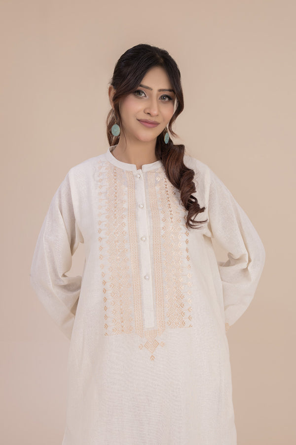 Ivory Kurta with Jisti Embroidery