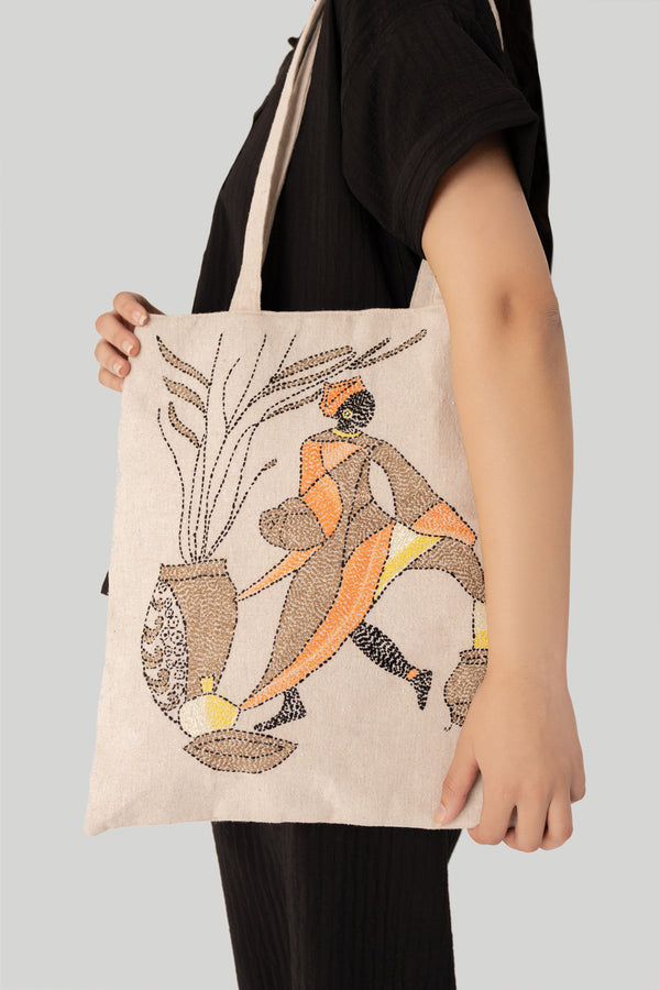 Kantha Embroidered Tote Bag