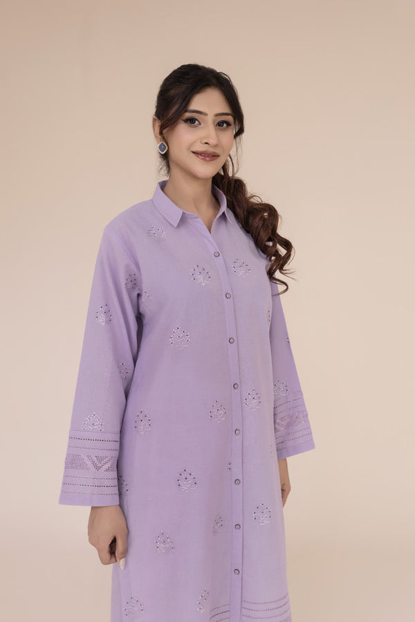 Lavender Tarkashi Hand Embroidered Kurta