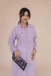 Lavender Tarkashi Hand Embroidered Kurta