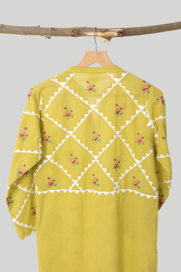 Lime Ralli Cross-Stitch Kurta