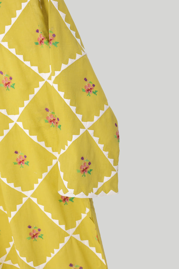 Lime Ralli Cross-Stitch Kurta