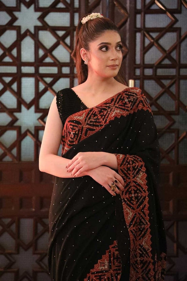 Maroon Applique Saree