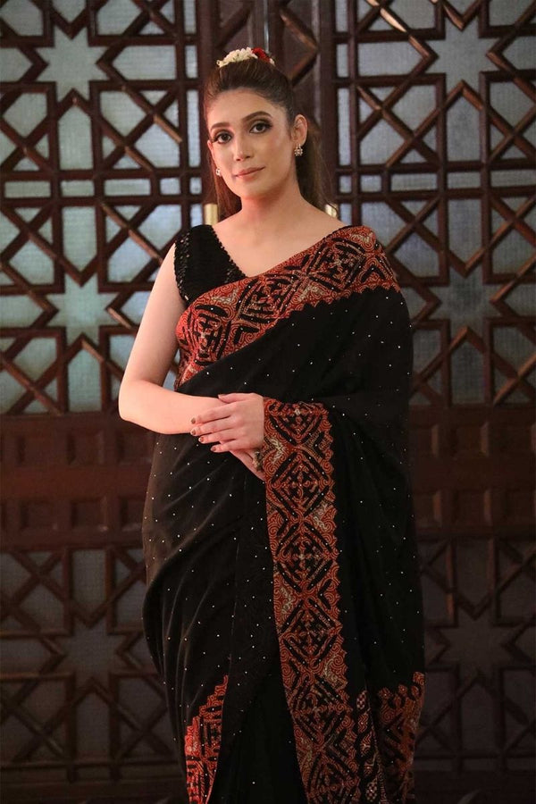 Maroon Applique Saree