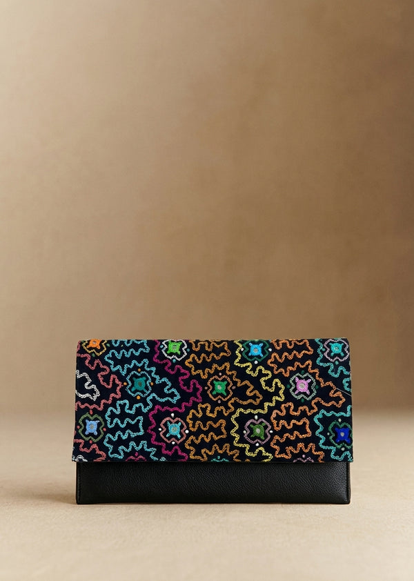 Mirror-Work Embroidered Long Wallet