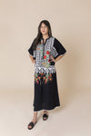 Monochrome Bloom Kaftan