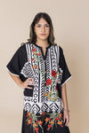 Monochrome Bloom Kaftan