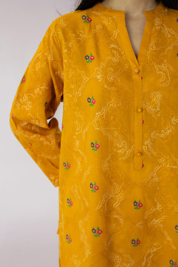 MustardEmbroidered Kurta