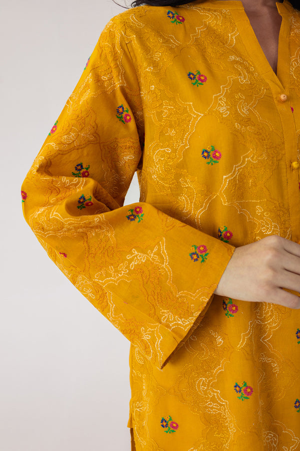 MustardEmbroidered Kurta