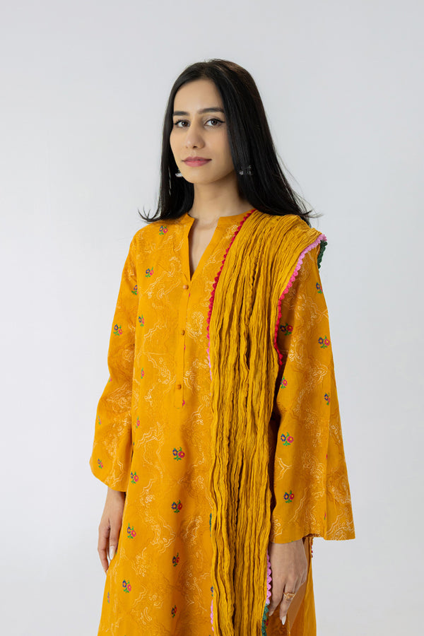 MustardEmbroidered Kurta