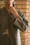OliveEmbroidered Dress