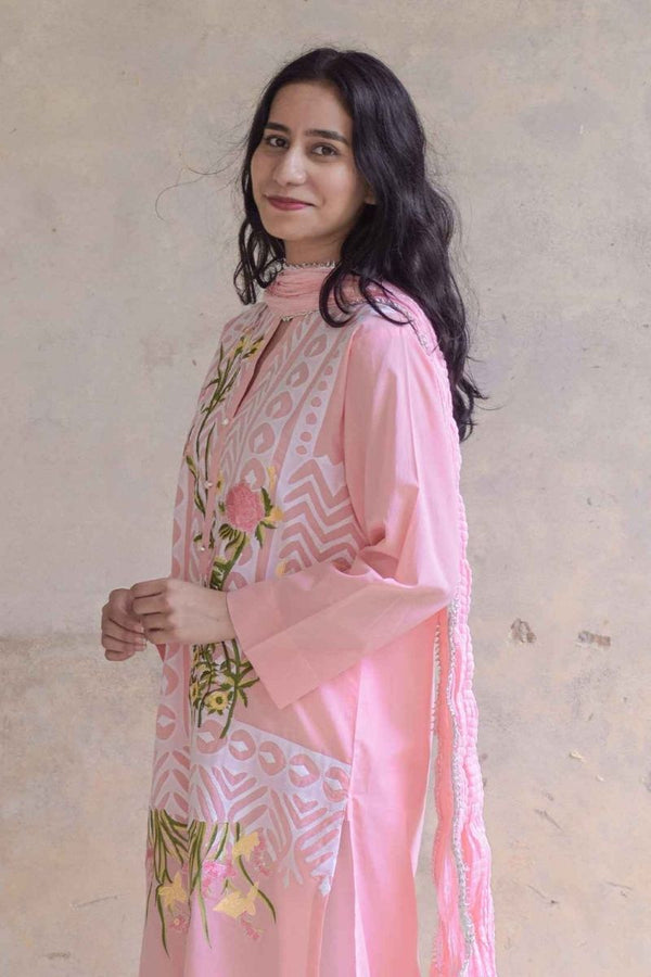 Pink Applique Kurta