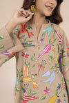 Sand Kantha Embroidered Kurta