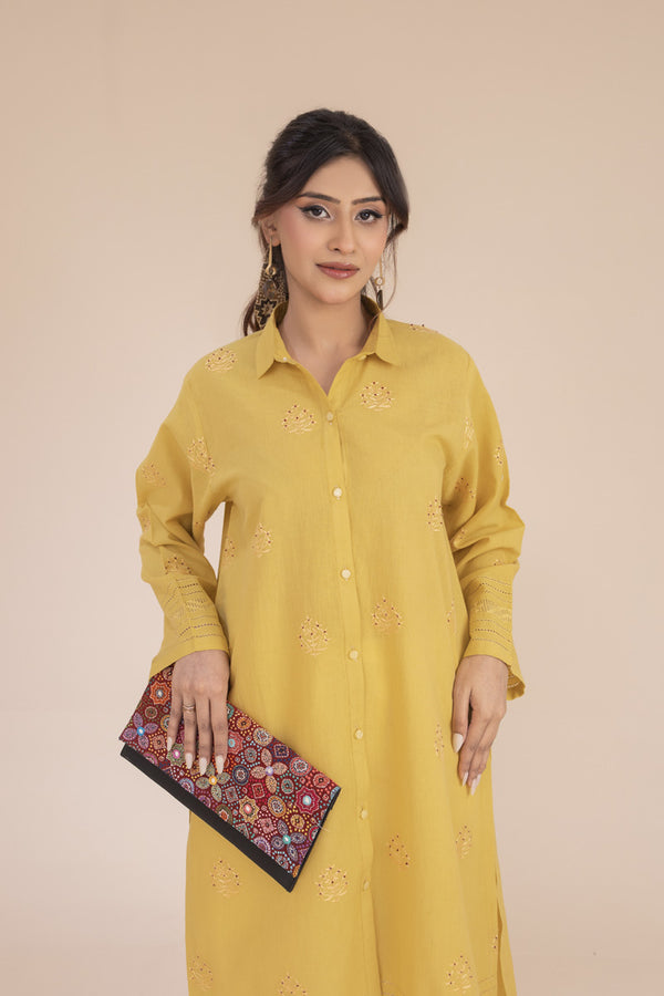 Sunflower Tarkashi Hand Embroidered Kurta