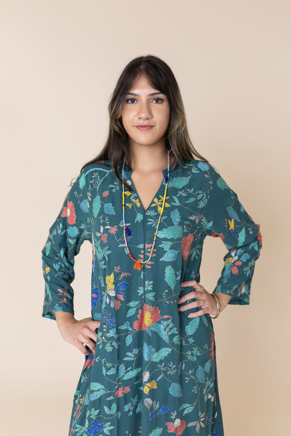 Teal Garden Kaftan