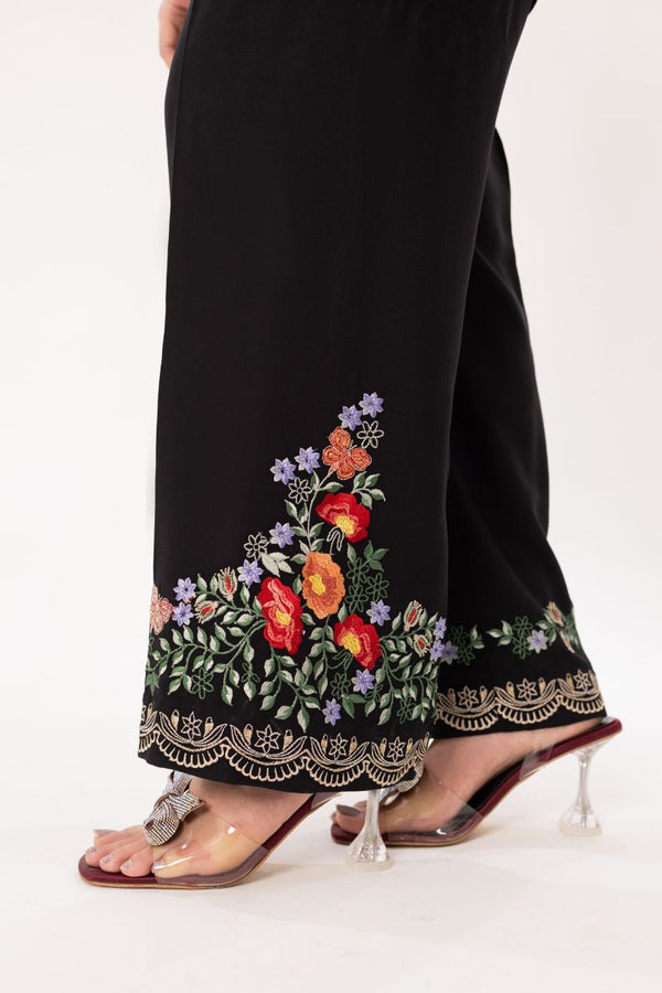 Midnight Noir Embroidered Pants
