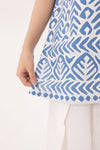 White Thread Blue Kurta
