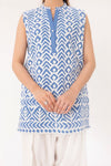 White Thread Blue Kurta